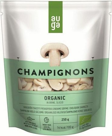 AUGA ORGANIC Šampiňóny v slanom náleve 250 g (krájané)