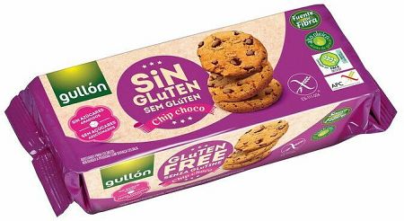 Gullón Choco chip s kúskami čokolády, bez lepku a pridaného cukru, so sladidlami 130 g